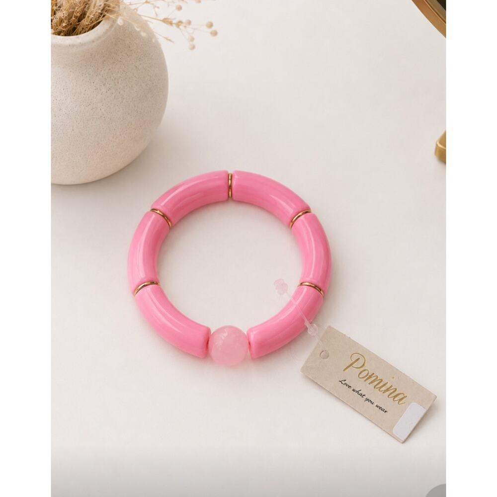 Pomina Bubblegum  Pink Ball Stretch Bracelet New